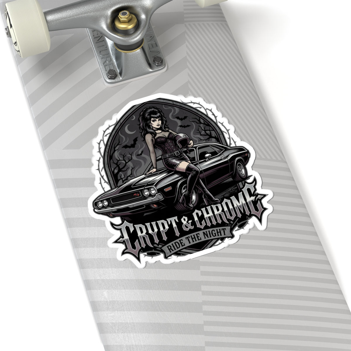 Crypt & Chrome 'Ride the Night' Goth Pin-Up Muscle Car Decal