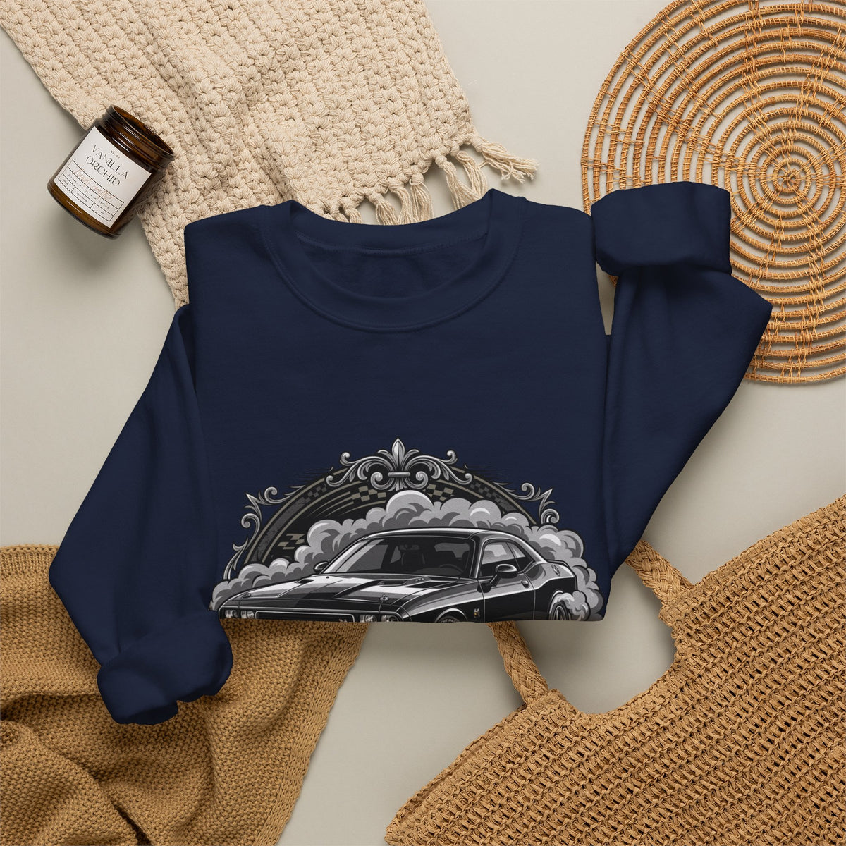 Car Therapy Crewneck Sweatshirt — "My Therapy" Muscle Car Graphic