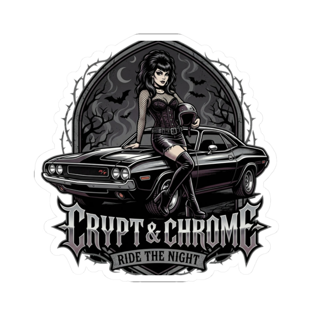 Crypt & Chrome 'Ride the Night' Goth Pin-Up Muscle Car Decal