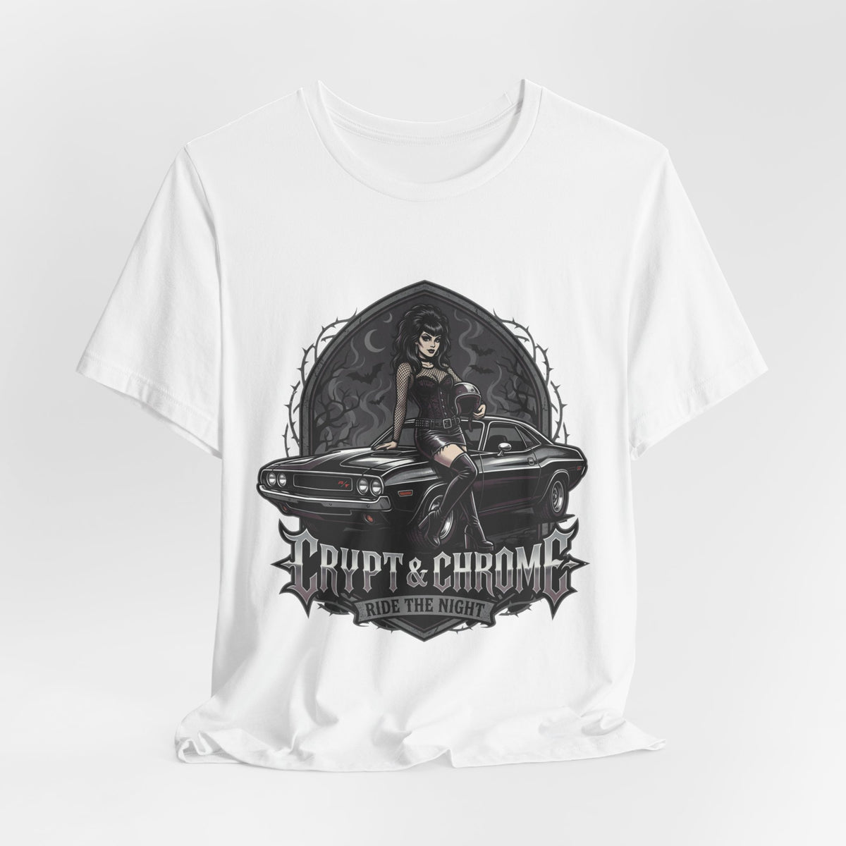 Trip It & Ghouls “Made the Night” Graphic Tee — Retro Goth Pinup Car Design
