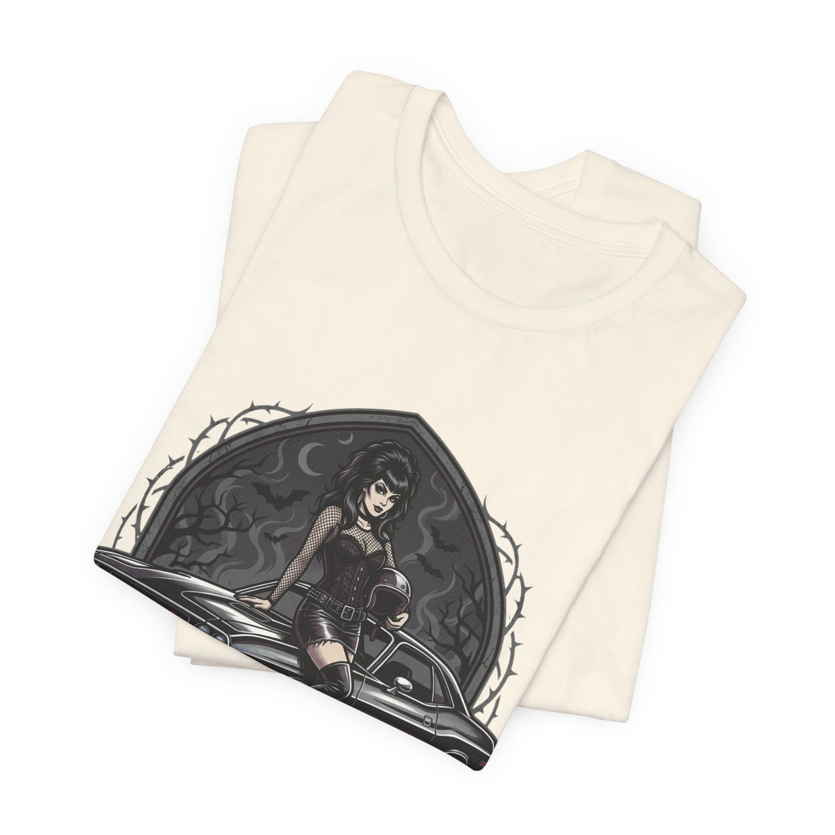 Crypt & Chrome — 'Ride the Night' Goth Pin-Up Muscle Car Graphic Tee