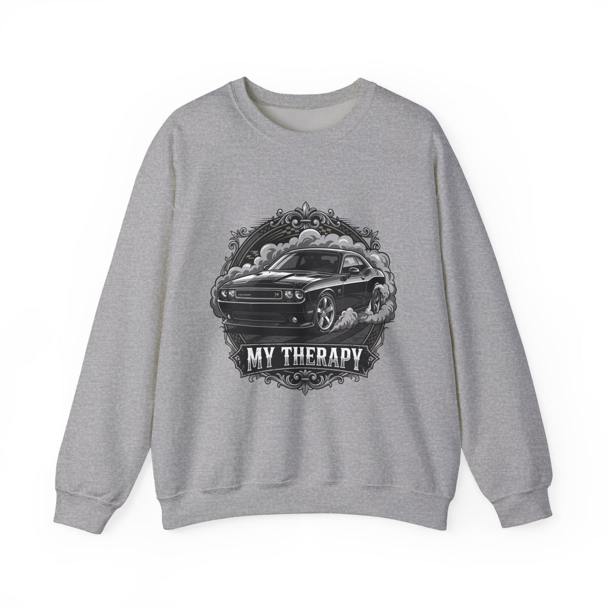 Car Therapy Crewneck Sweatshirt — "My Therapy" Muscle Car Graphic