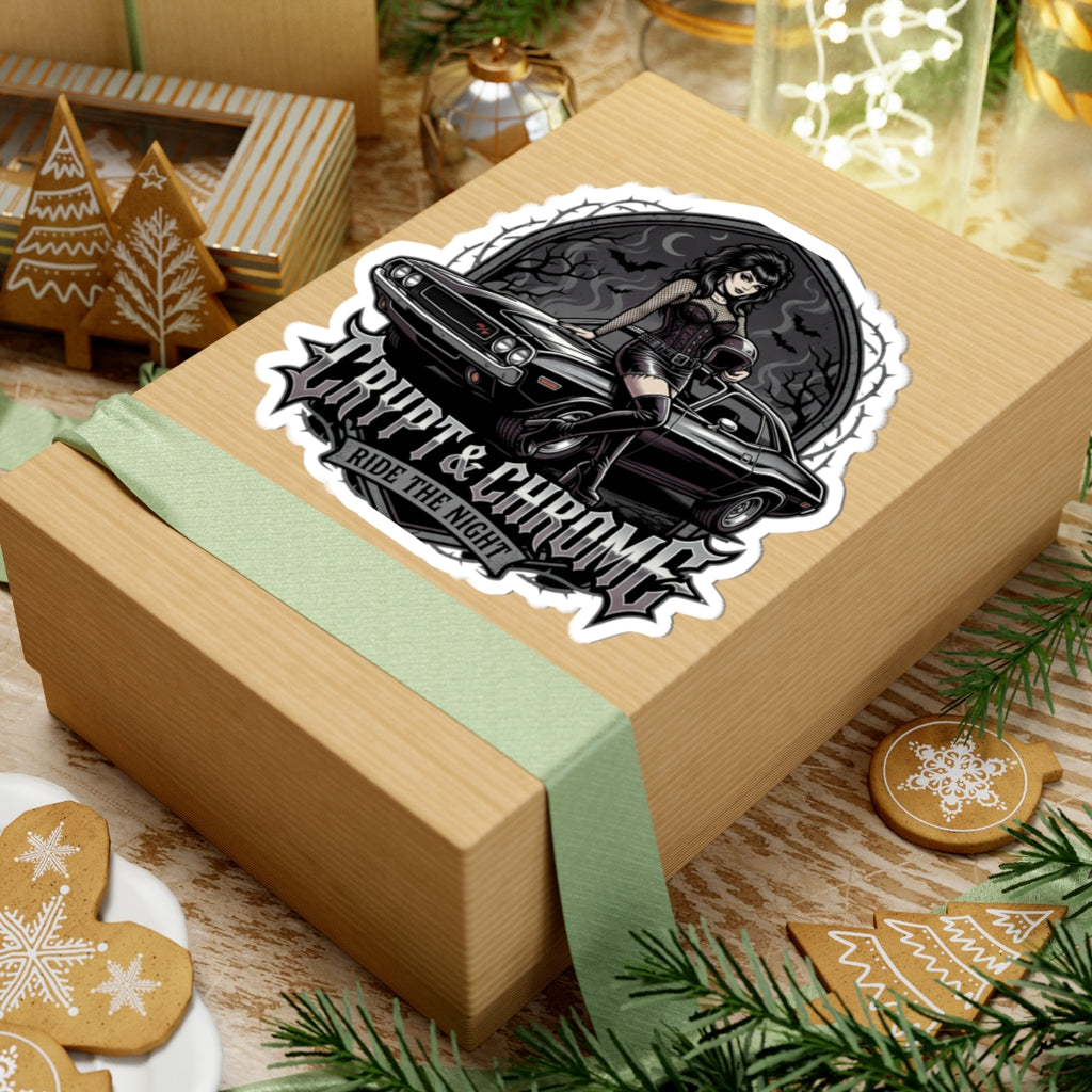 Crypt & Chrome 'Ride the Night' Goth Pin-Up Muscle Car Decal
