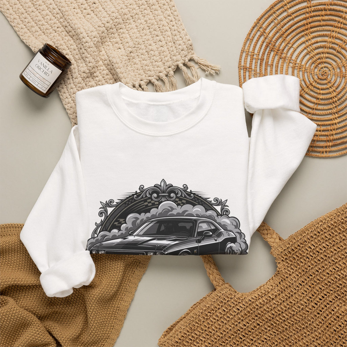 Car Therapy Crewneck Sweatshirt — "My Therapy" Muscle Car Graphic