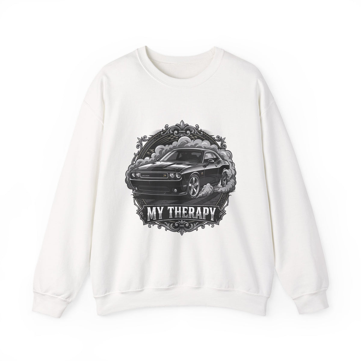 Car Therapy Crewneck Sweatshirt — "My Therapy" Muscle Car Graphic