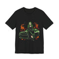 Witchy Green Muscle Car Tee — Gothic Witch Graphic T-Shirt
