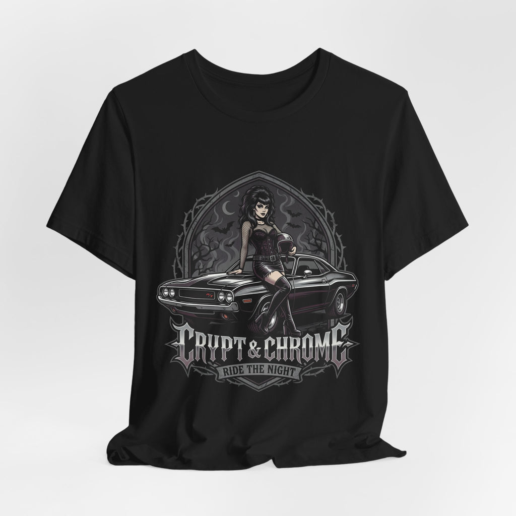 Crypt & Chrome — 'Ride the Night' Goth Pin-Up Muscle Car Graphic Tee