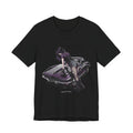 Retro Muscle Car Tee — Gothic Girl Leaning on Purple Classic Car Graphic T-Shirt