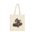Vintage Witch Illustration Cotton Canvas Tote Bag