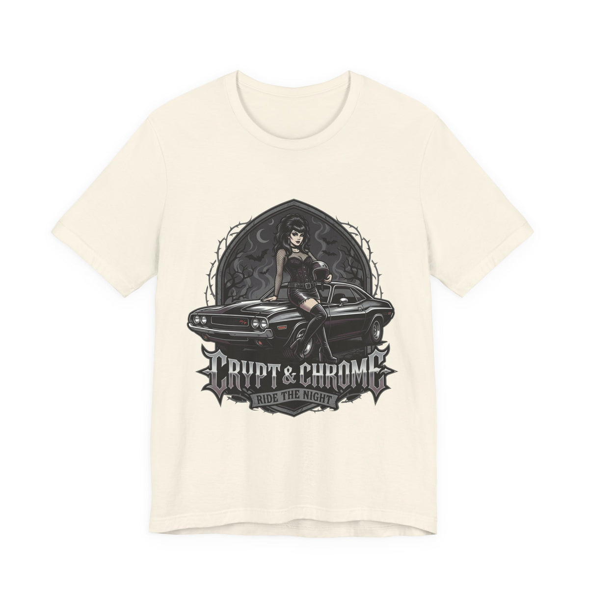Trip It & Ghouls “Made the Night” Graphic Tee — Retro Goth Pinup Car Design