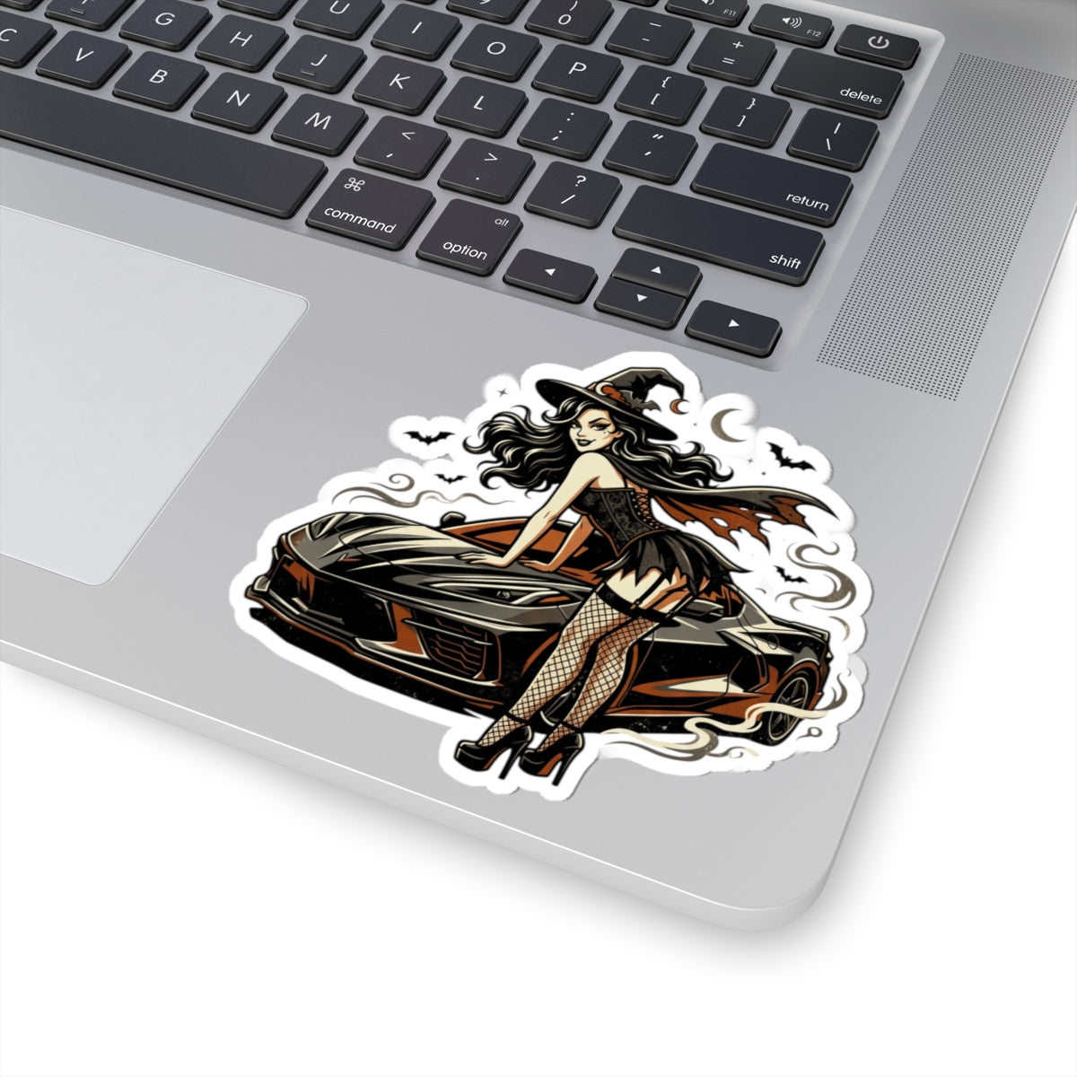 Witch Pin-Up Car Sticker — Halloween Kiss-Cut Vinyl Decal