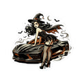 Witch Pin-Up Car Sticker — Halloween Kiss-Cut Vinyl Decal