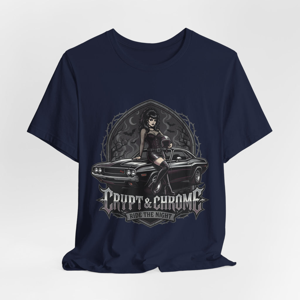 Crypt & Chrome — 'Ride the Night' Goth Pin-Up Muscle Car Graphic Tee
