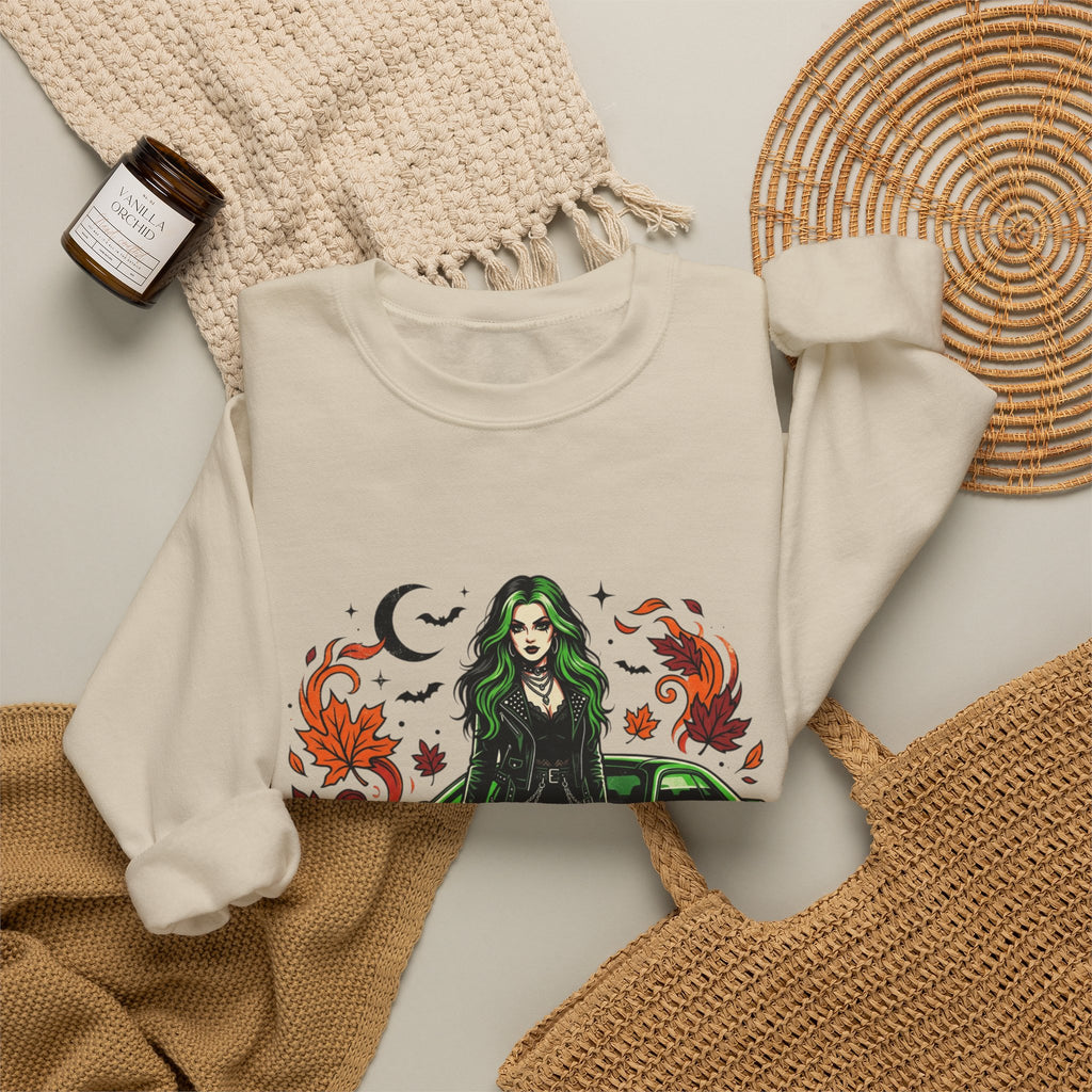 Witchy Girl & Muscle Car Crewneck Sweatshirt