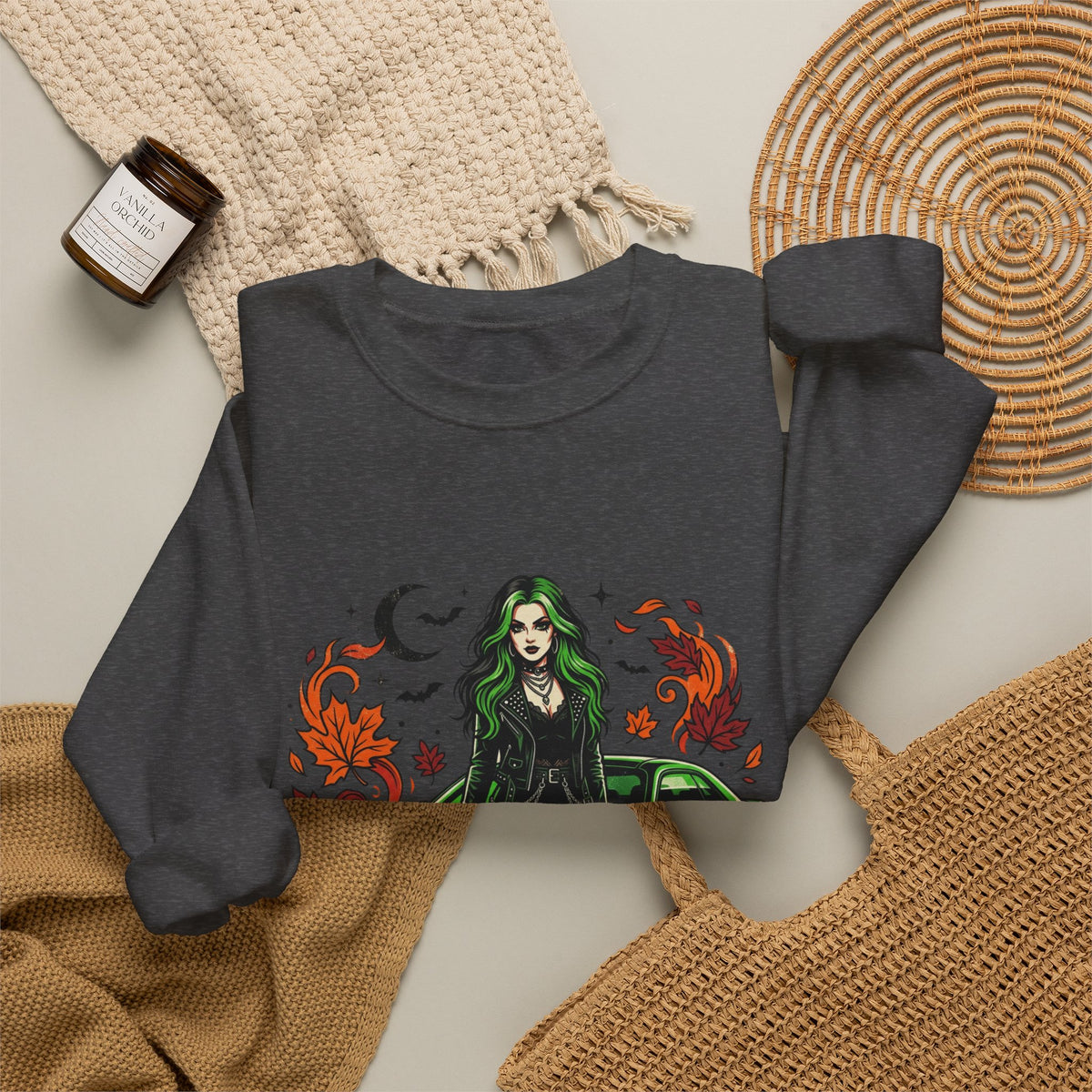 Witchy Girl & Muscle Car Crewneck Sweatshirt