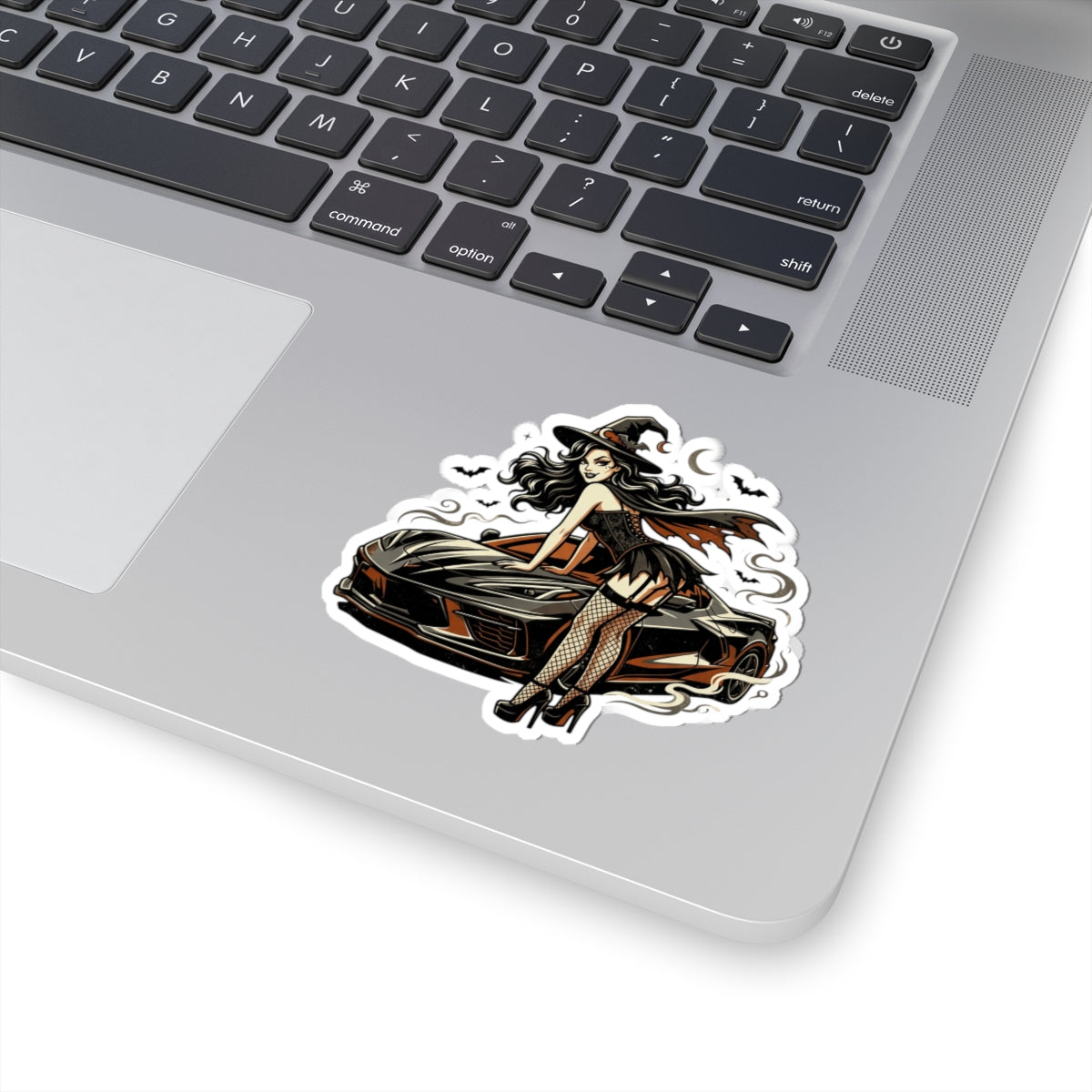 Witch Pin-Up Car Sticker — Halloween Kiss-Cut Vinyl Decal
