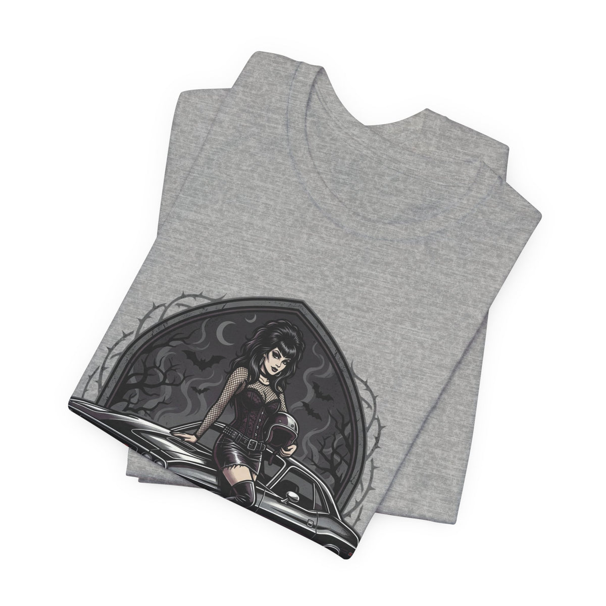 Crypt & Chrome — 'Ride the Night' Goth Pin-Up Muscle Car Graphic Tee
