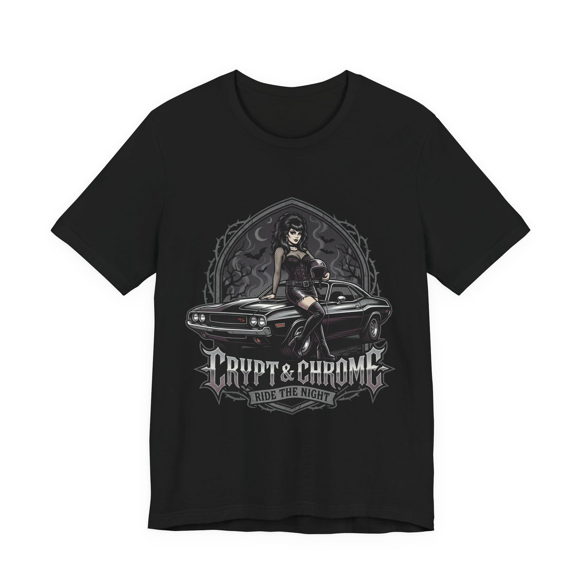 Trip It & Ghouls “Made the Night” Graphic Tee — Retro Goth Pinup Car Design