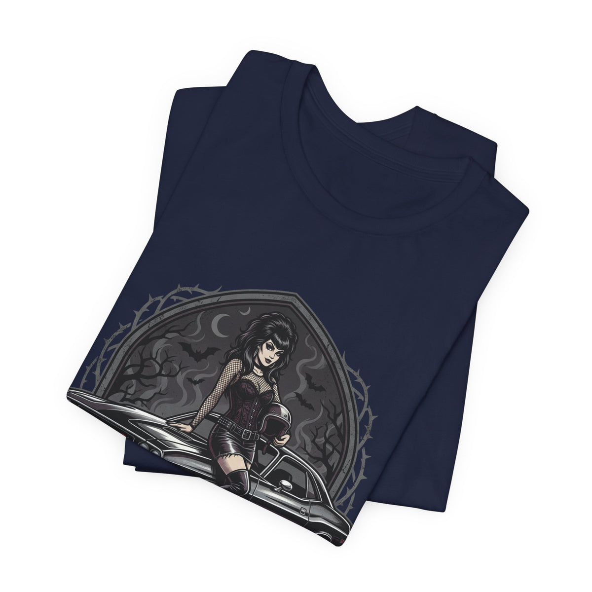 Crypt & Chrome — 'Ride the Night' Goth Pin-Up Muscle Car Graphic Tee