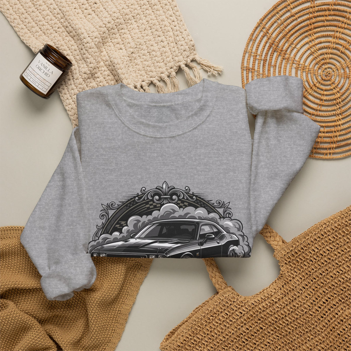 Car Therapy Crewneck Sweatshirt — "My Therapy" Muscle Car Graphic