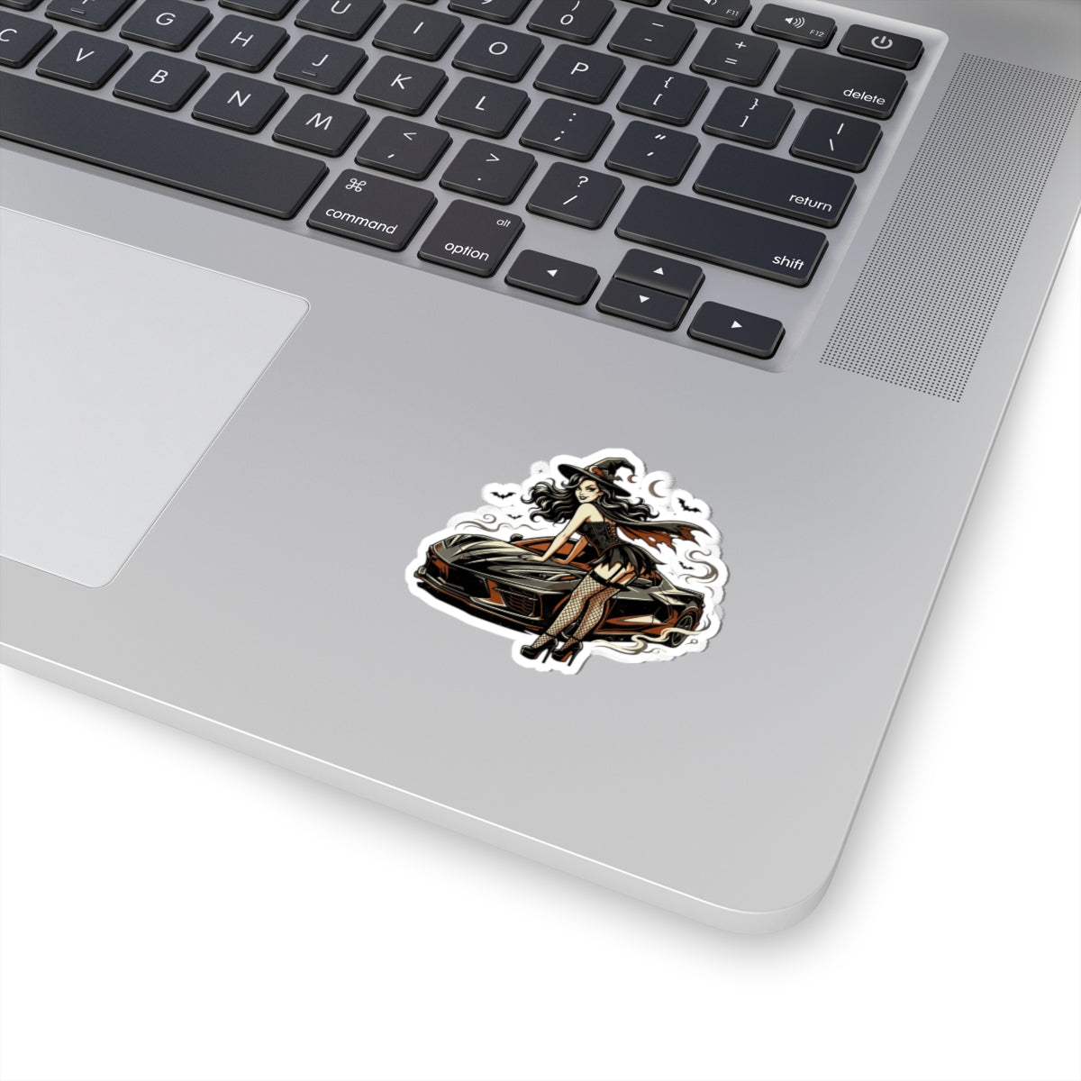 Witch Pin-Up Car Sticker — Halloween Kiss-Cut Vinyl Decal