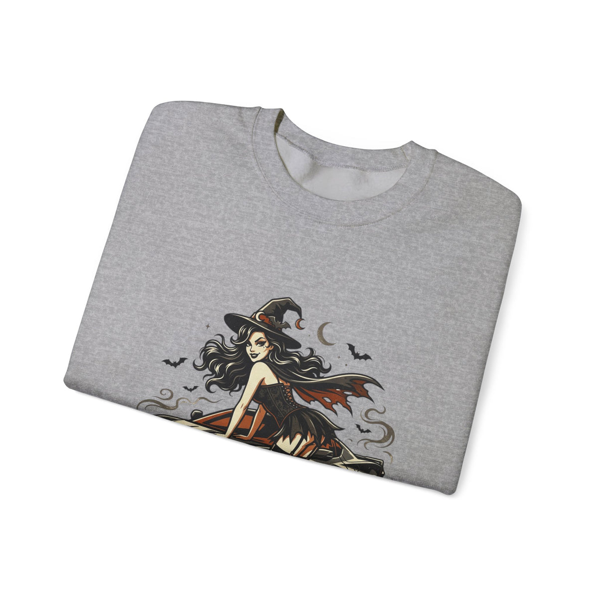 Witch Girl on Car Sweatshirt — Gothic Halloween Crewneck