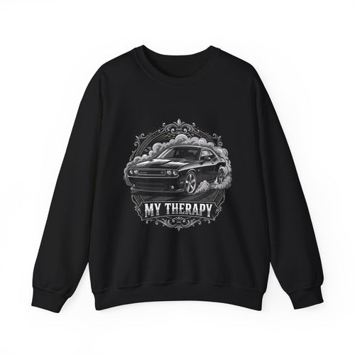 Car Therapy Crewneck Sweatshirt — "My Therapy" Muscle Car Graphic