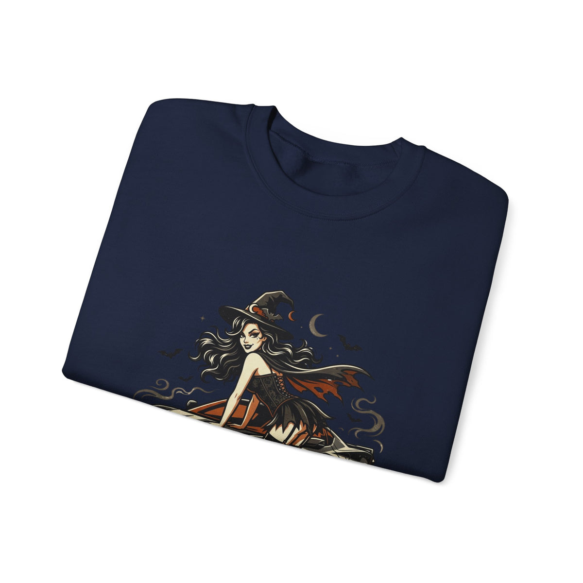 Witch Girl on Car Sweatshirt — Gothic Halloween Crewneck
