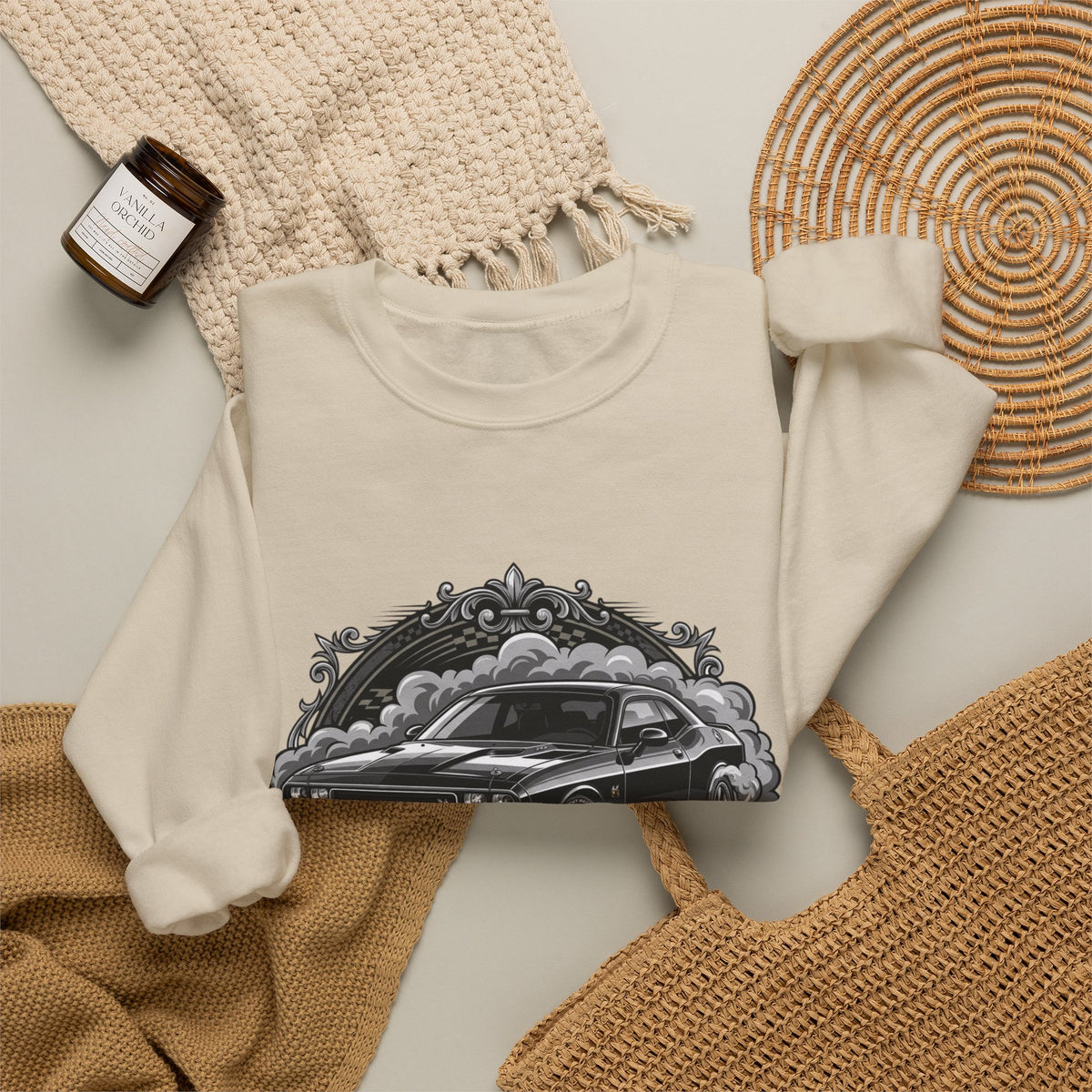 Car Therapy Crewneck Sweatshirt — "My Therapy" Muscle Car Graphic