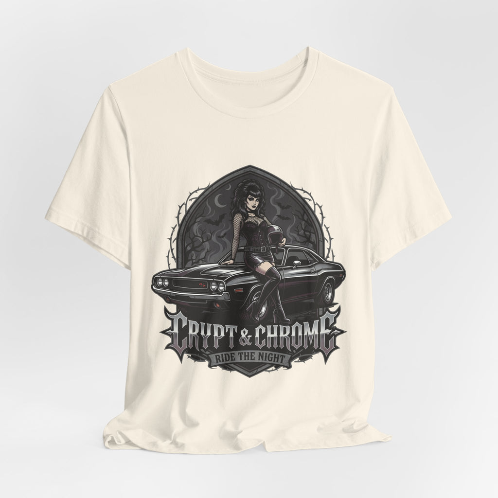 Crypt & Chrome — 'Ride the Night' Goth Pin-Up Muscle Car Graphic Tee
